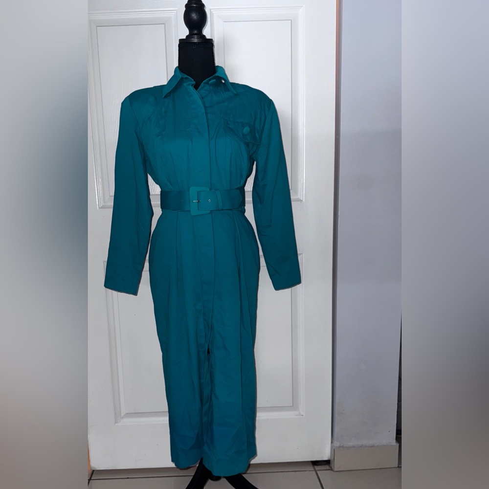 Vintage Teal Belted dress